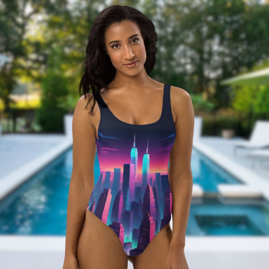 Vaporwave New York City All Over Print One Piece Swimsuit product image (1)