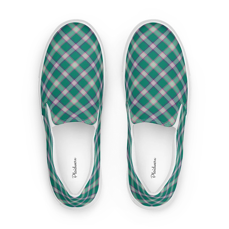 Emerald Green and Purple Plaid Women's Slip-On Shoes product image (1)