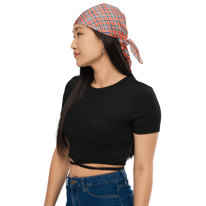 Orange Coral and Blue Plaid Bandana product image (1)