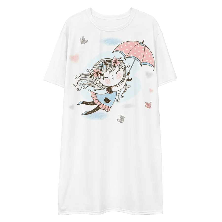 'Fly Away Girlie' White T-Shirt Dress product image (11)