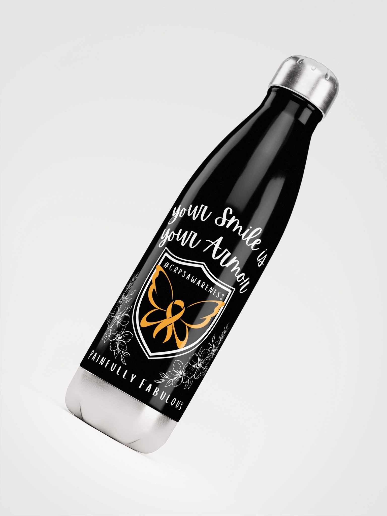 Your Smile is Your Armor CRPS Awareness Stainless Steel Water Bottle (17oz) product image (4)