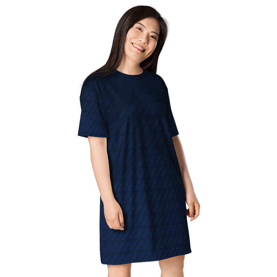 Exclusive Blue Oversized T-Shirt Dress with Diagonal Stripes - Sizes 2XS-6XL product image (4)