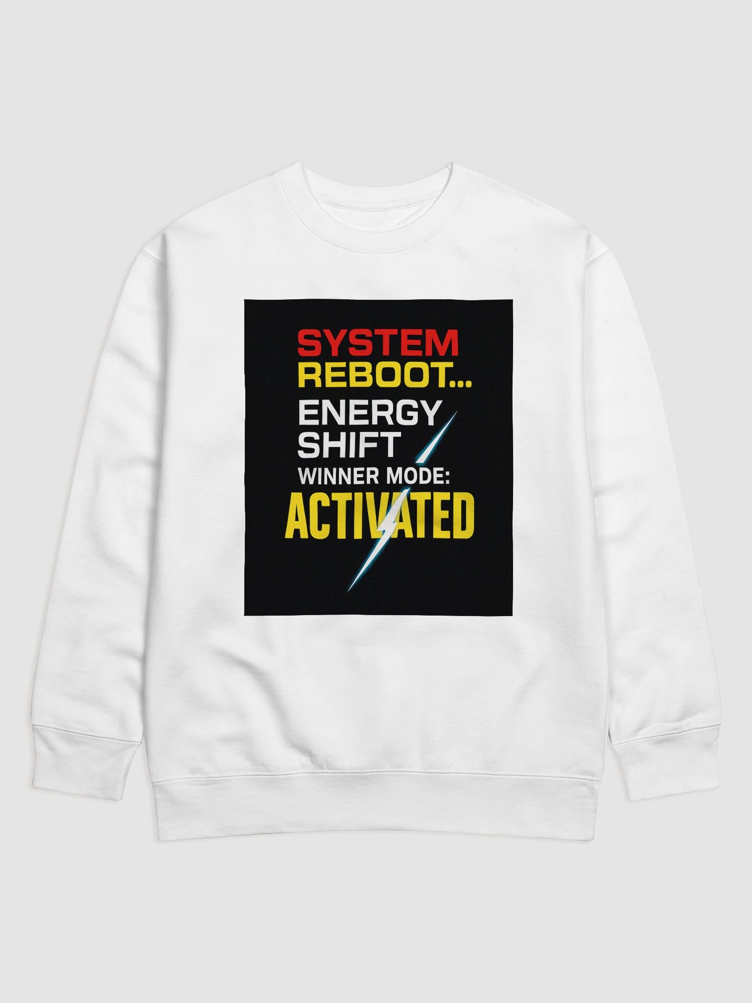 System Reboot – Power Reset Edition (White Sweatshirt) product image (1)
