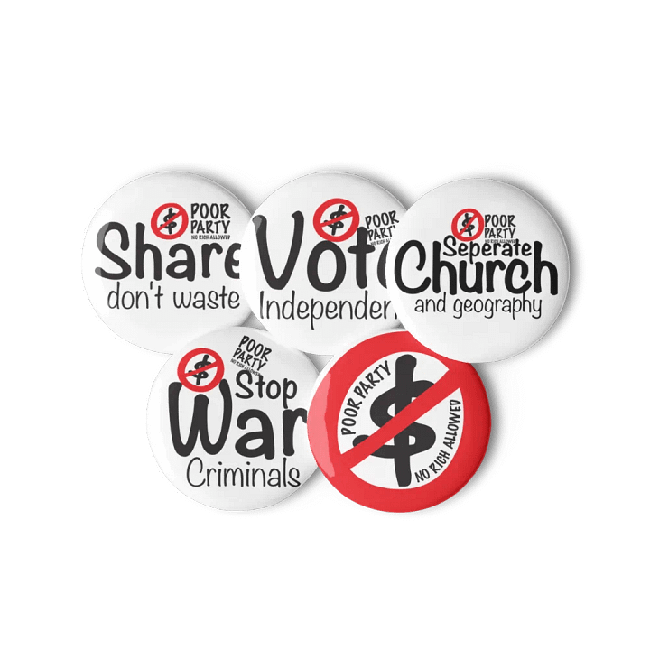 No Rich Allowed Pin Buttons Set product image (3)