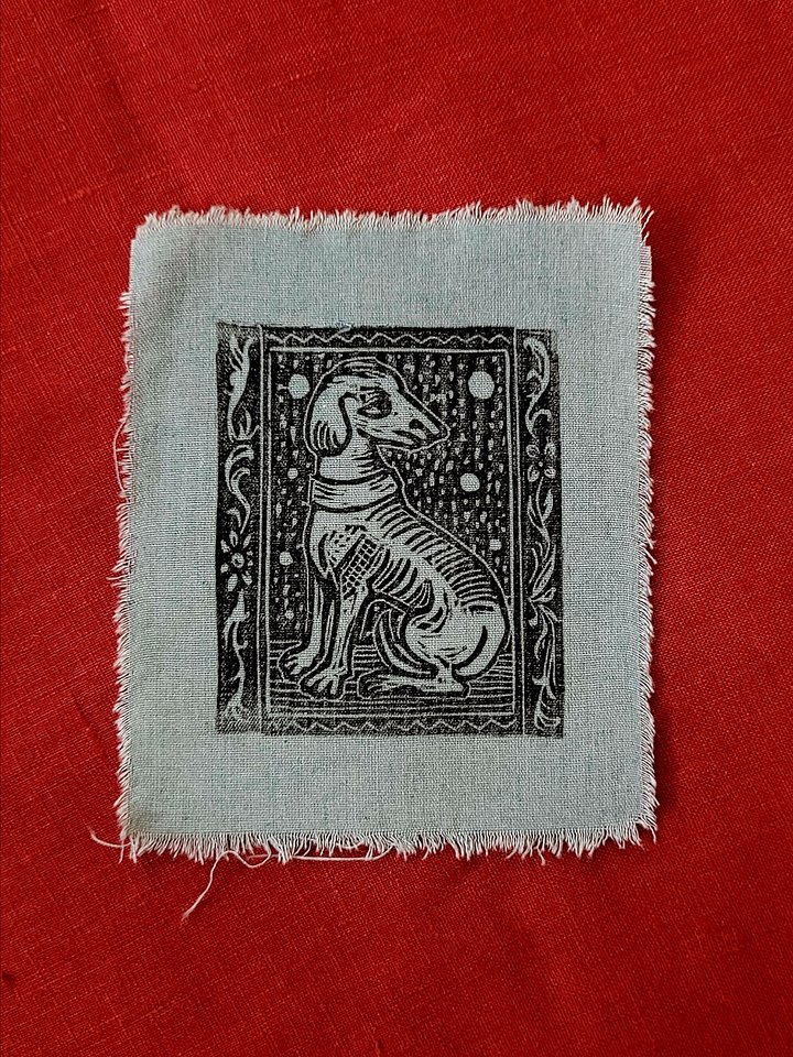 Medieval Woodcut Dog Fabric Patch product image (1)