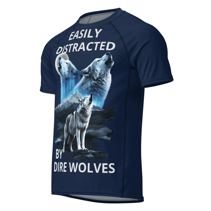 Easily Distracted by Dire Wolves Eco-Friendly Men's Rash Guard product image (1)