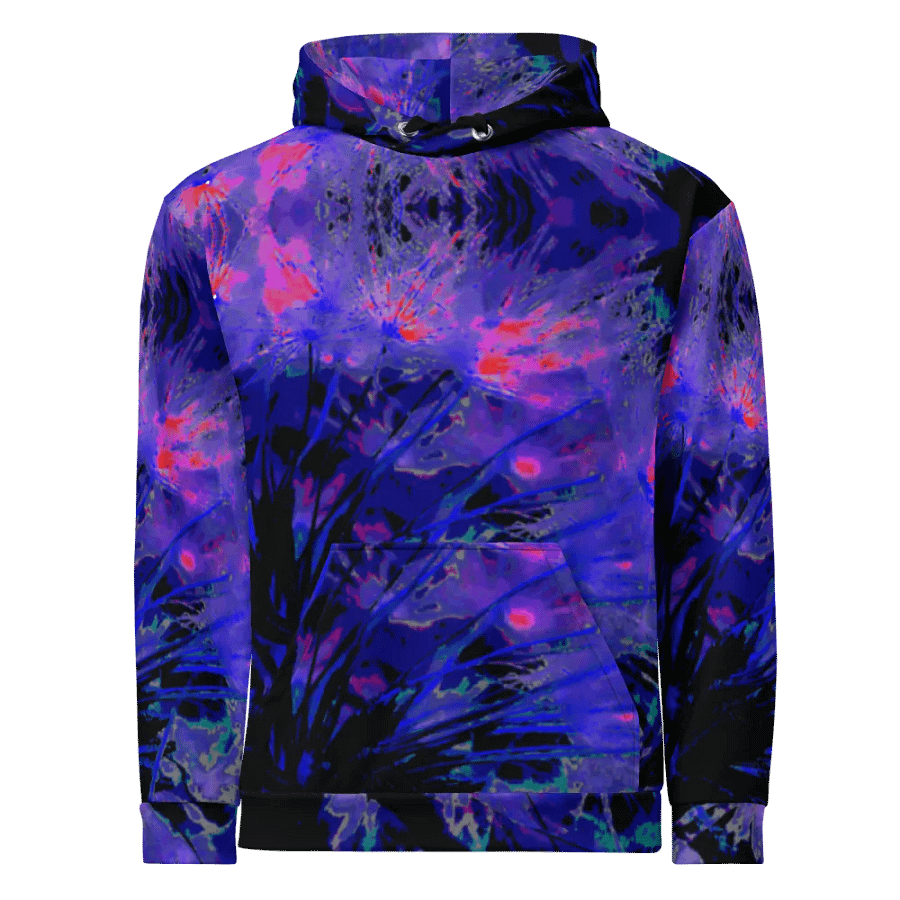Abstract Funky Neon Dandelion Seeds Unisex Pull Over Hoodie product image (2)