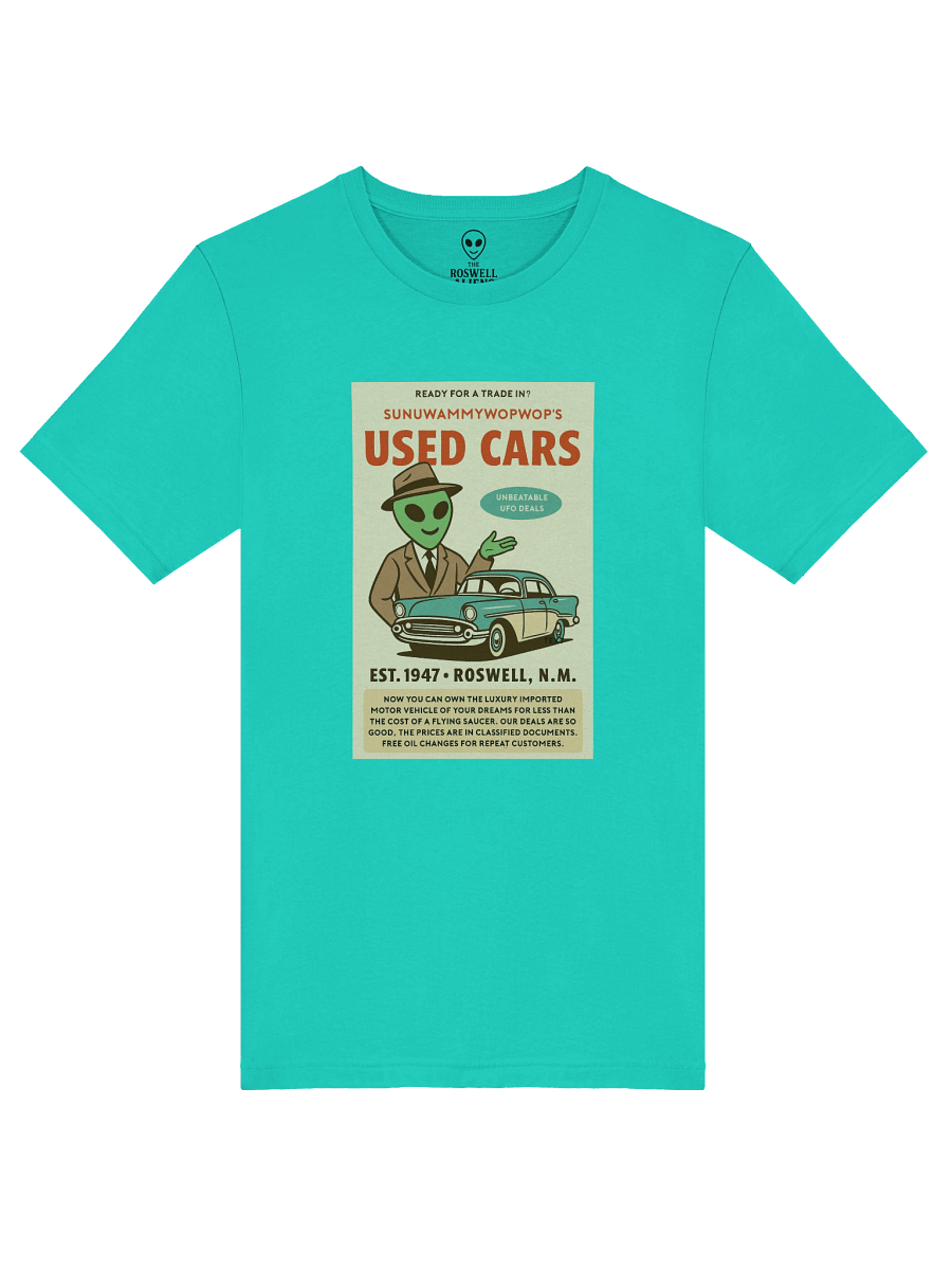 Used Car Dealership Roswell Aliens 1950's Retro Poster Unisex T-Shirt product image (53)