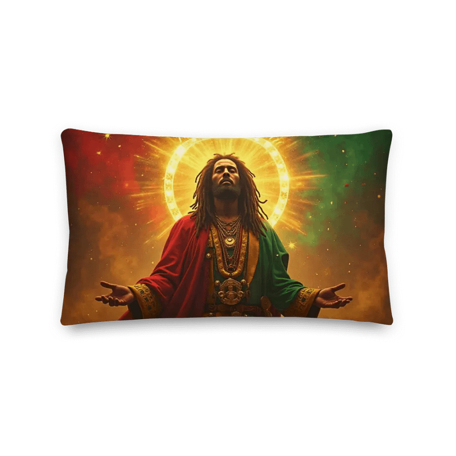 Jah Rastafari Divine Pillow – 20″ × 12″ product image (2)