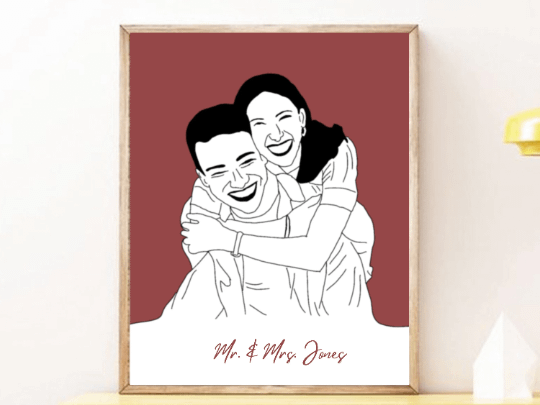 Black and White Custom Portrait from Photo, One Line Drawing, Family Illustration, Custom Minimalist Drawing, Valentine Gift, custom drawing product image (8)