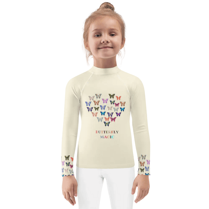 Butterfly Magic Kids Cream Rash Guard product image (1)