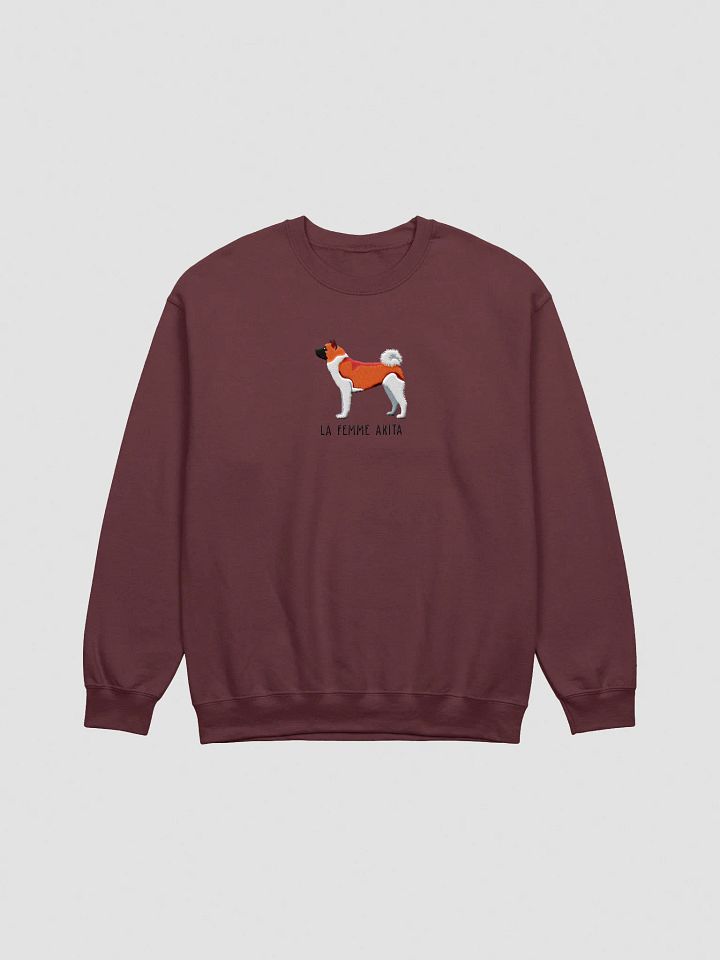 La Femme Akita Sweatshirt (Embroidered) of an American Akita(Red) product image (3)