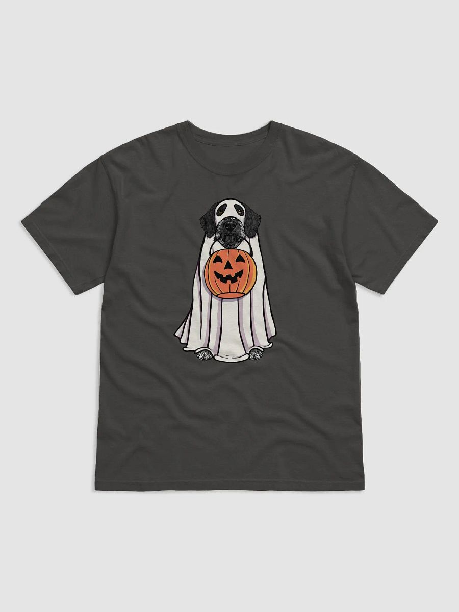 Funny Halloween German Wirehaired Pointer(Black) T-Shirt | Funny Dog Wearing a Ghost Costume and Holding a Pumpkin Basket product image (17)