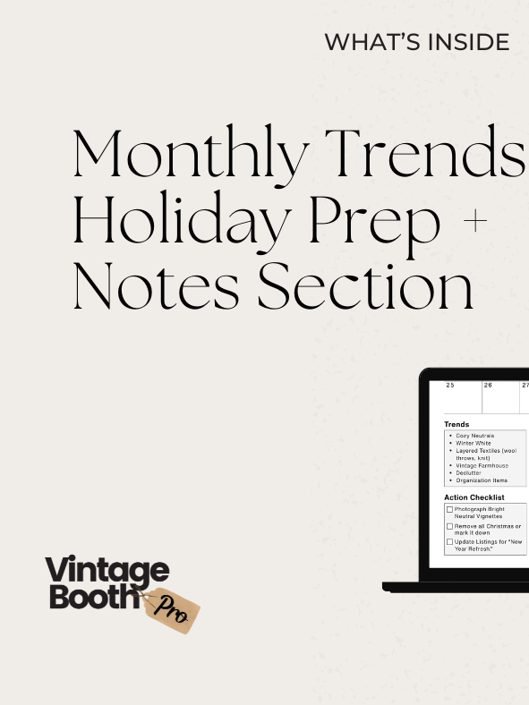 15-Month Vintage Booth Owner Calendar | Printable Vendor Planner | Antique Booth Seller Planner | Seasonal Trends | Digital Download PDF product image (2)