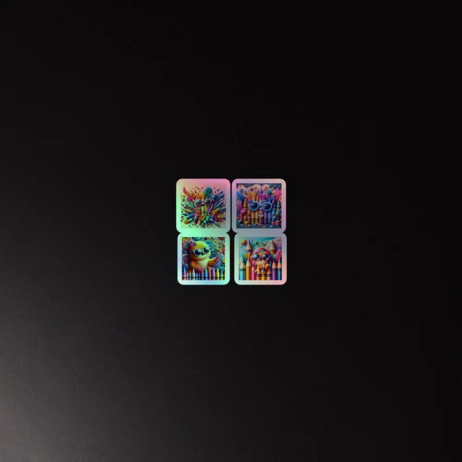 Whimsical Art Supply Friends Holographic Sticker Sheet product image (4)