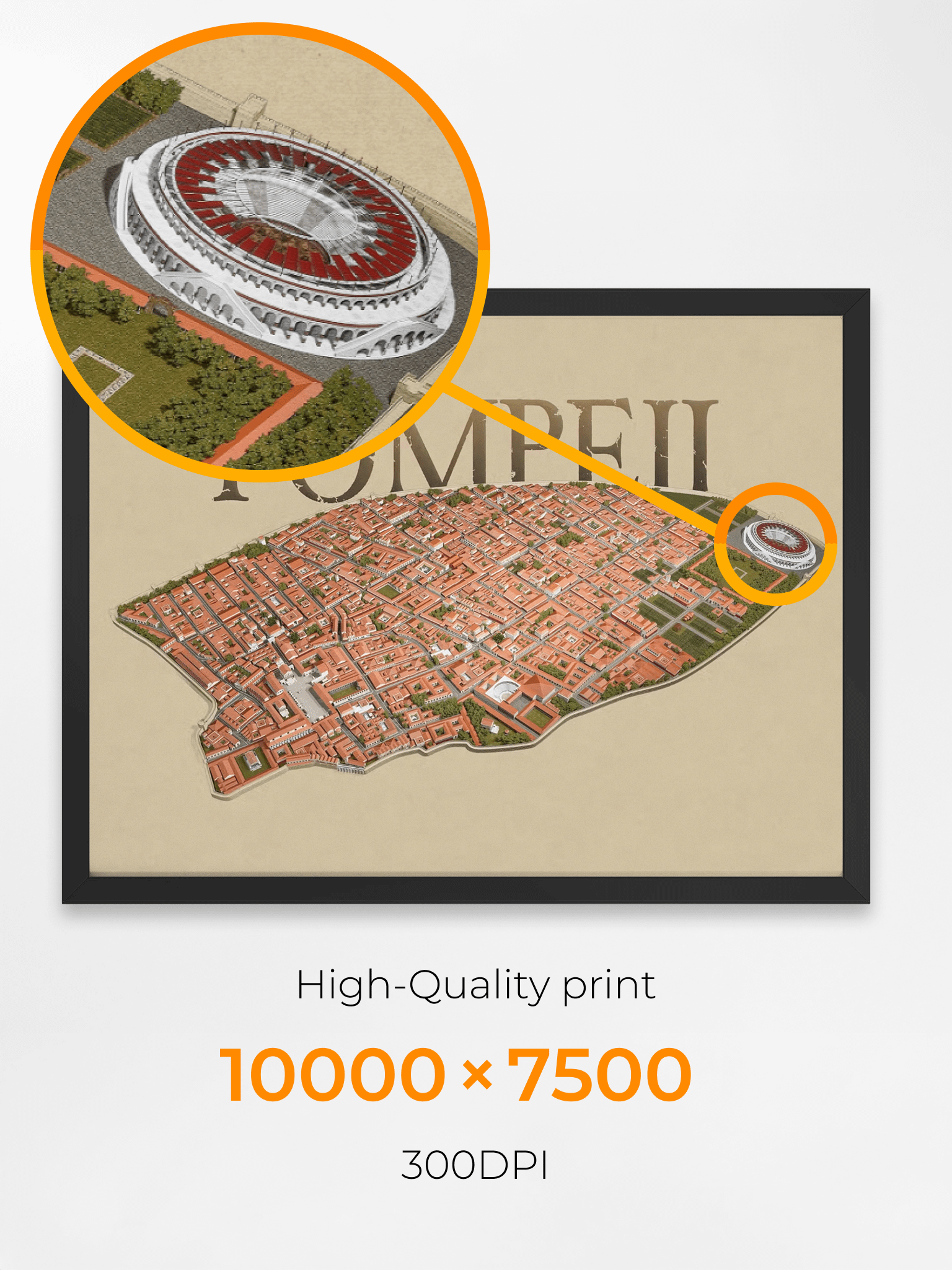 Pompeii 3D Reconstruction City View (Framed Poster) product image (4)