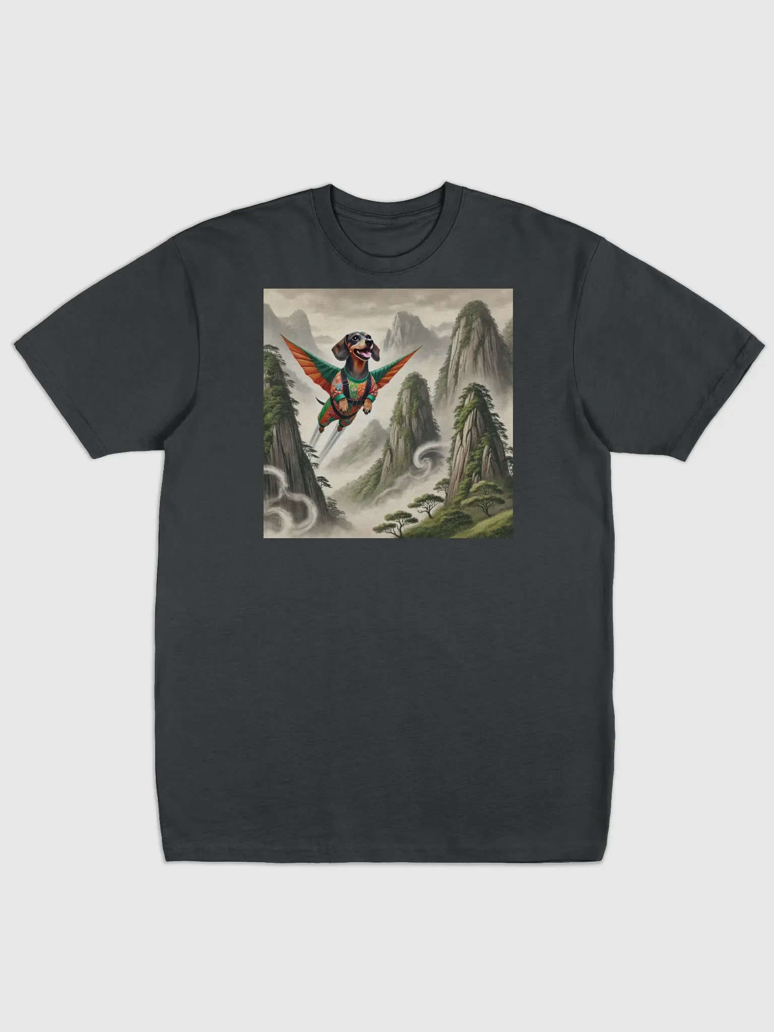 Soaring Dachshund in a Mystical Landscape Heavyweight Tee product image (1)