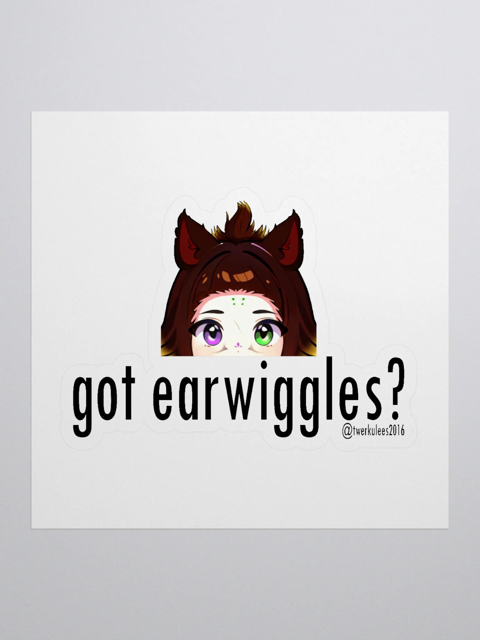 got earwiggles? Sticker w/ black text product image (1)