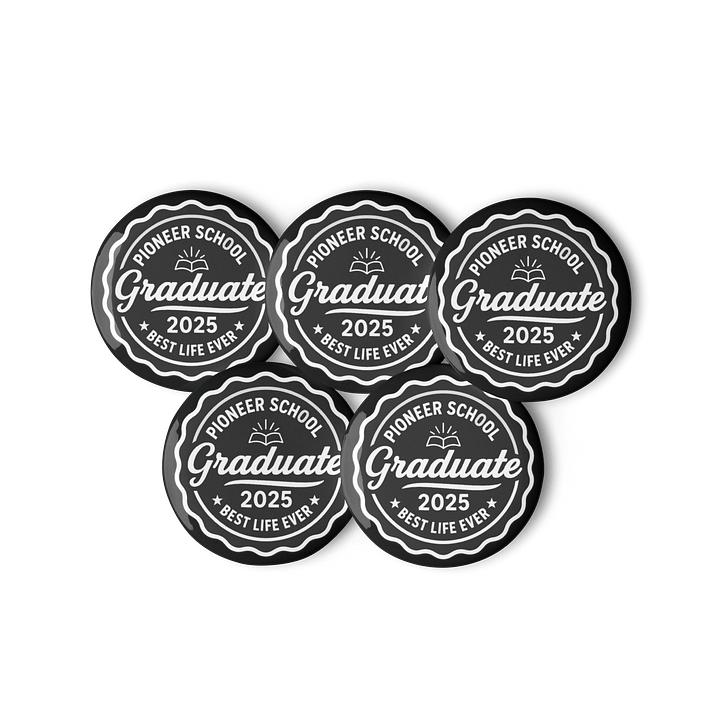 PIONEER SCHOOL GRADUATE 2025 | SET OF 5 RETRO PIN | BLACK/WHITE product image (1)