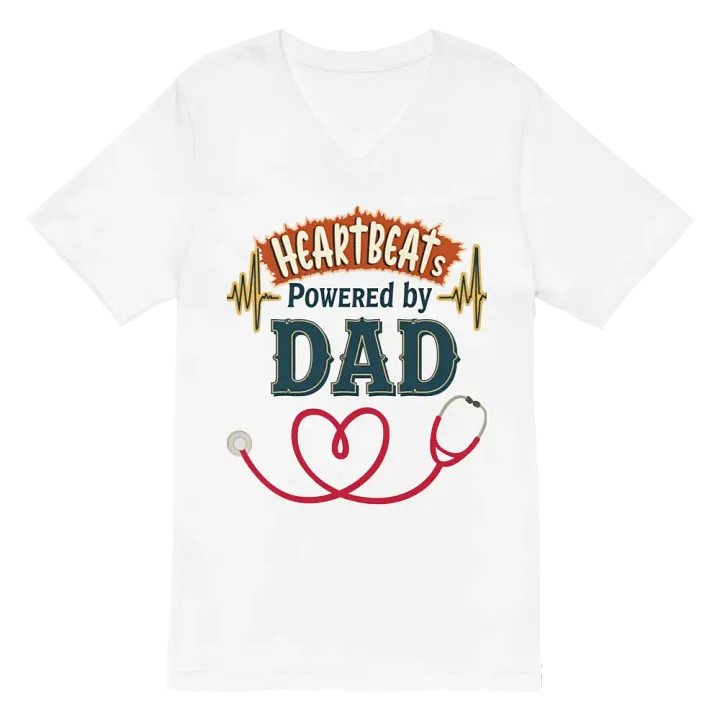Dad-Powered Heartbeats V-Neck Tee product image (2)