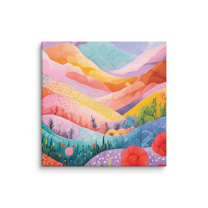 vibrant abstract landscape painting with lush flora and mountains product image (1)