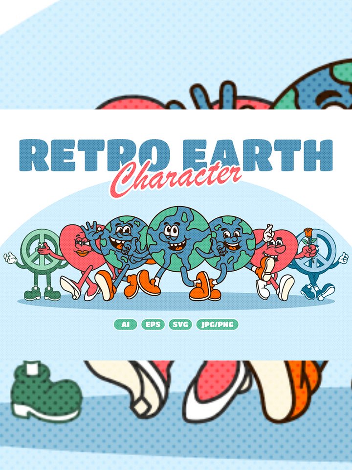 Retro Earth Character Illustration product image (1)
