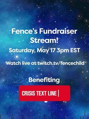 This Saturday, May 17 at 3pm EST I am hosting our special stream fundraiser benefiting Crisis Text Line! We have plenty of fun milestones and incentives so come in and join for a good cause! Type !donate in chat to help give others a chance to receive critical support in their time of need. @Crisis Text Line  If you can’t be there live, please consider donating using the link in my bio. Every dollar counts ❤️ #mentalhealth #charity #mentalhealthawareness 