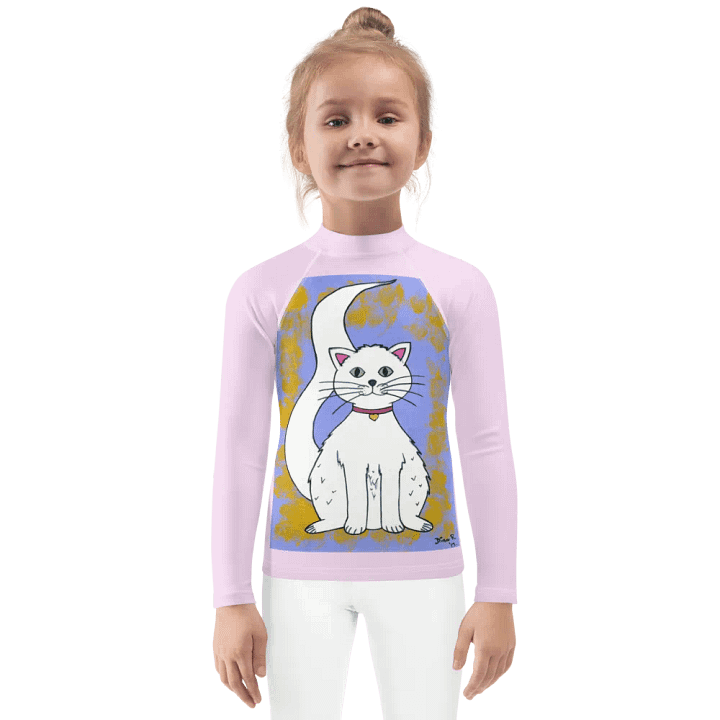 Cat (art by Dina R.) acrylic painting picture - Kids Rash Guard product image (1)