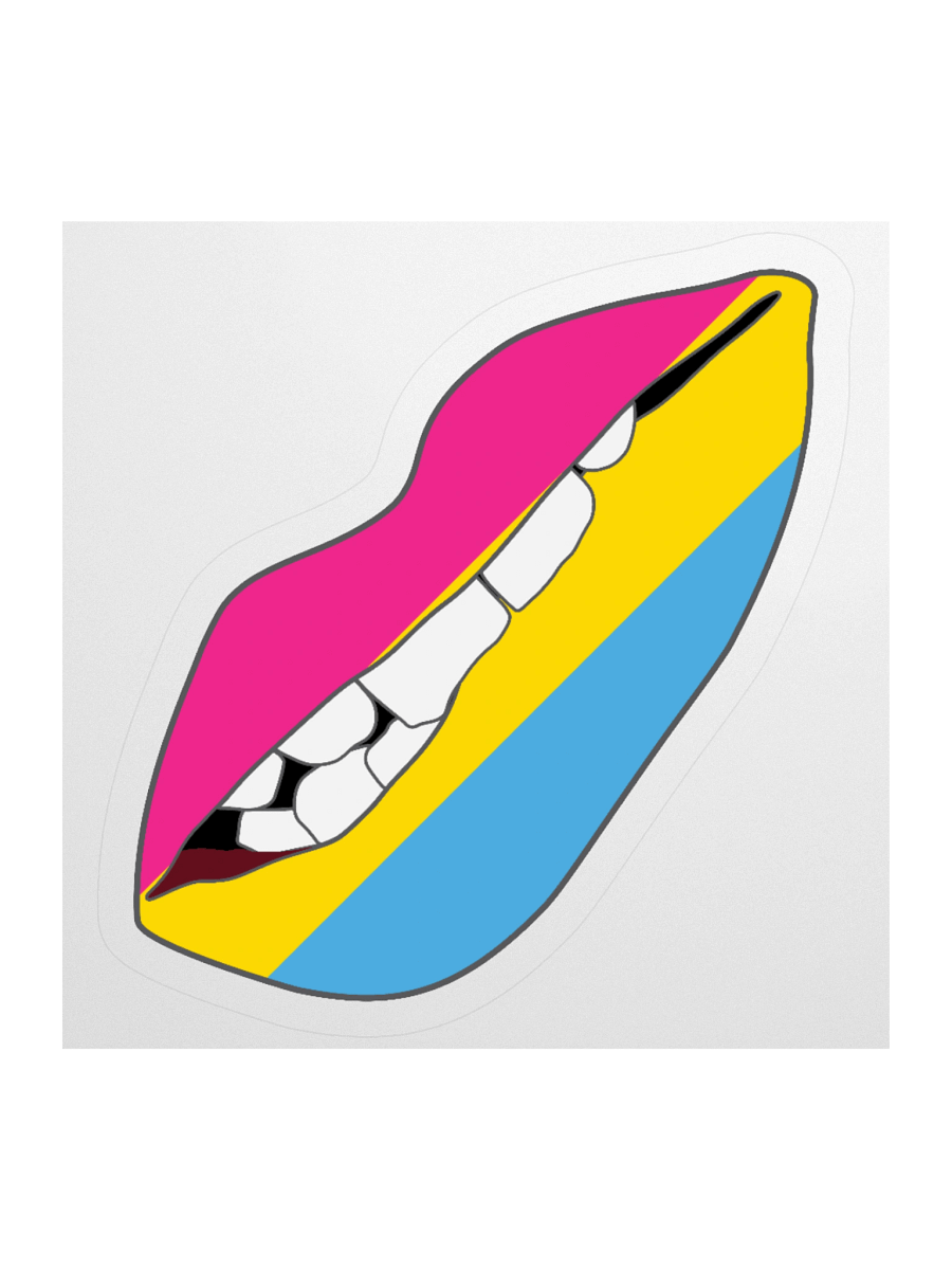 Pansexual Pride Flag Biting Lips Sticker product image (1)