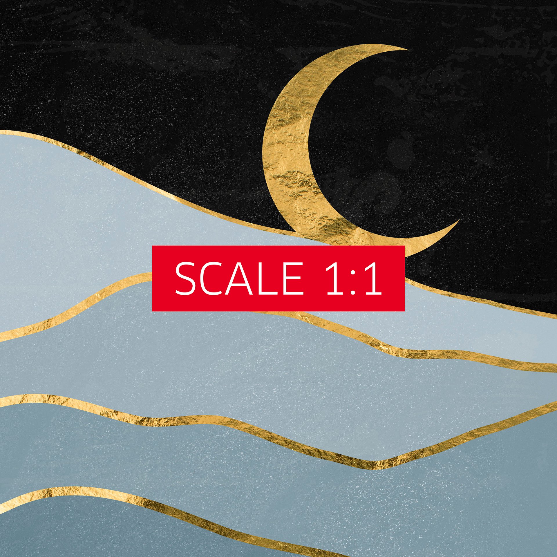 Golden landscape with moon #3 — Japanese golden poster, travel poster, aesthetic poster product image (4)