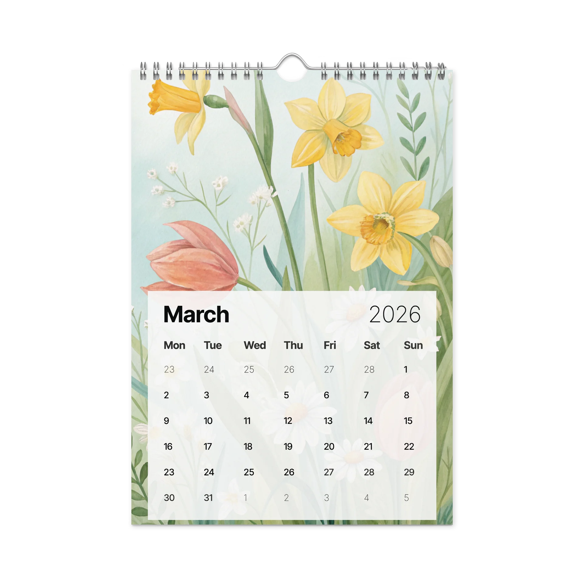 Blooming Seasons – Floral Patterned Wall Calendar 2026 (Gouache Watercolor Edition) product image (9)