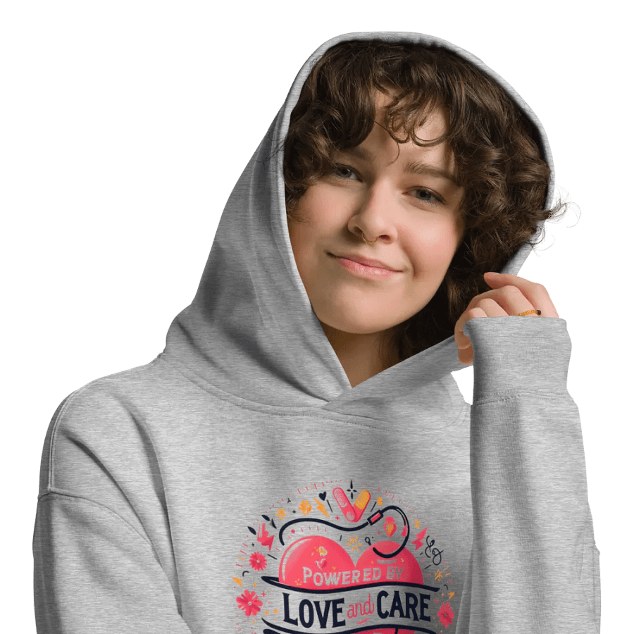 love and care heart shape design hoodie product image (29)