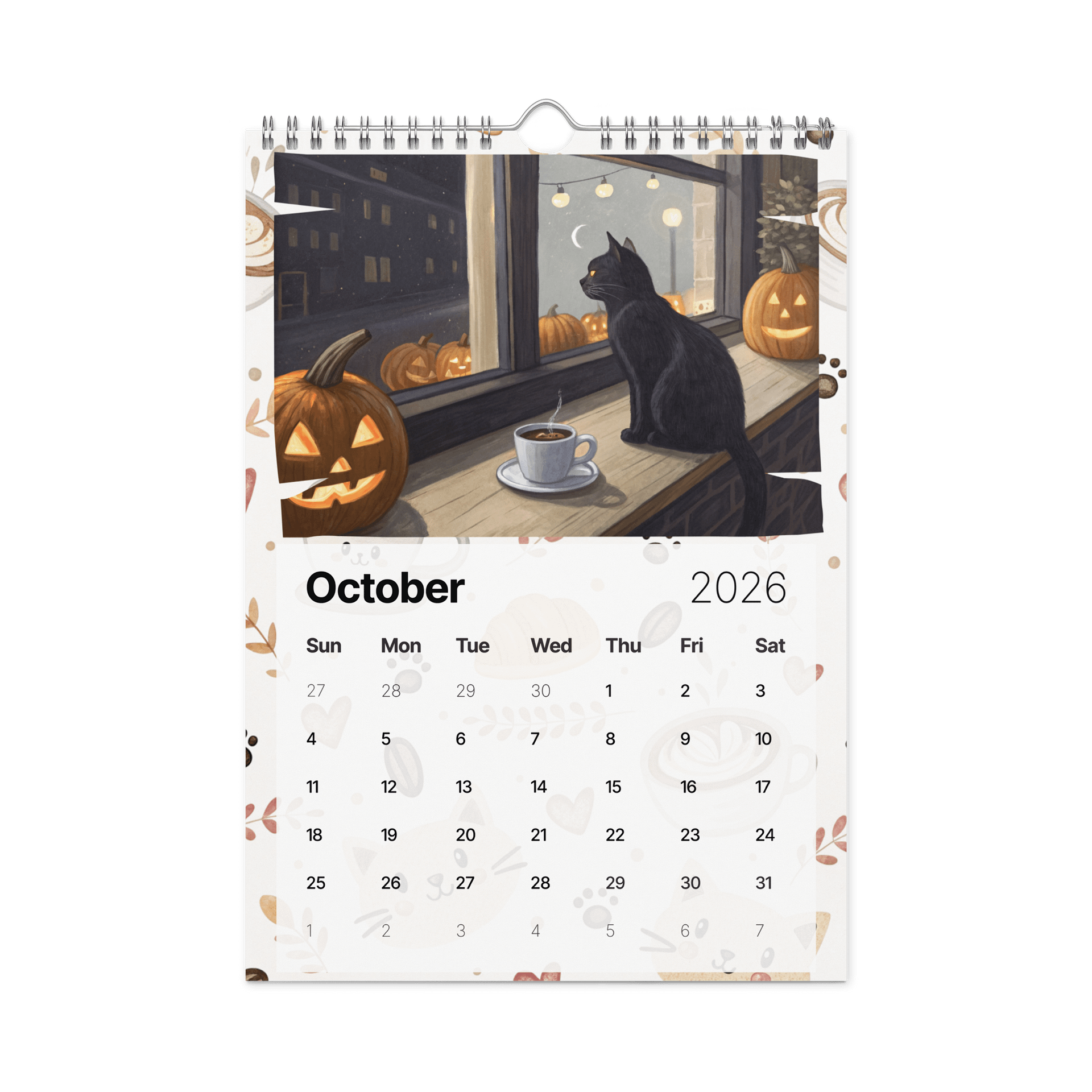 Coffee with Cats Wall Calendar 2026 – Cozy Watercolor Scenes of Cats, Coffee & Comfort product image (12)