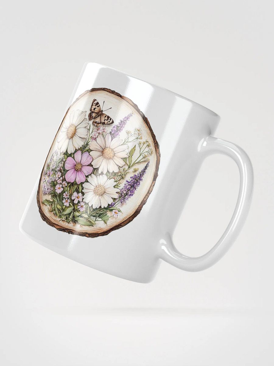 Butterfly Wildflower Round Wood Art Mug product image (2)