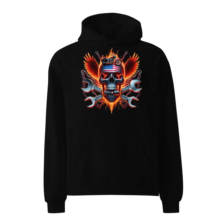 Flaming American Skull Oversized Hoodie #30 product image (1)