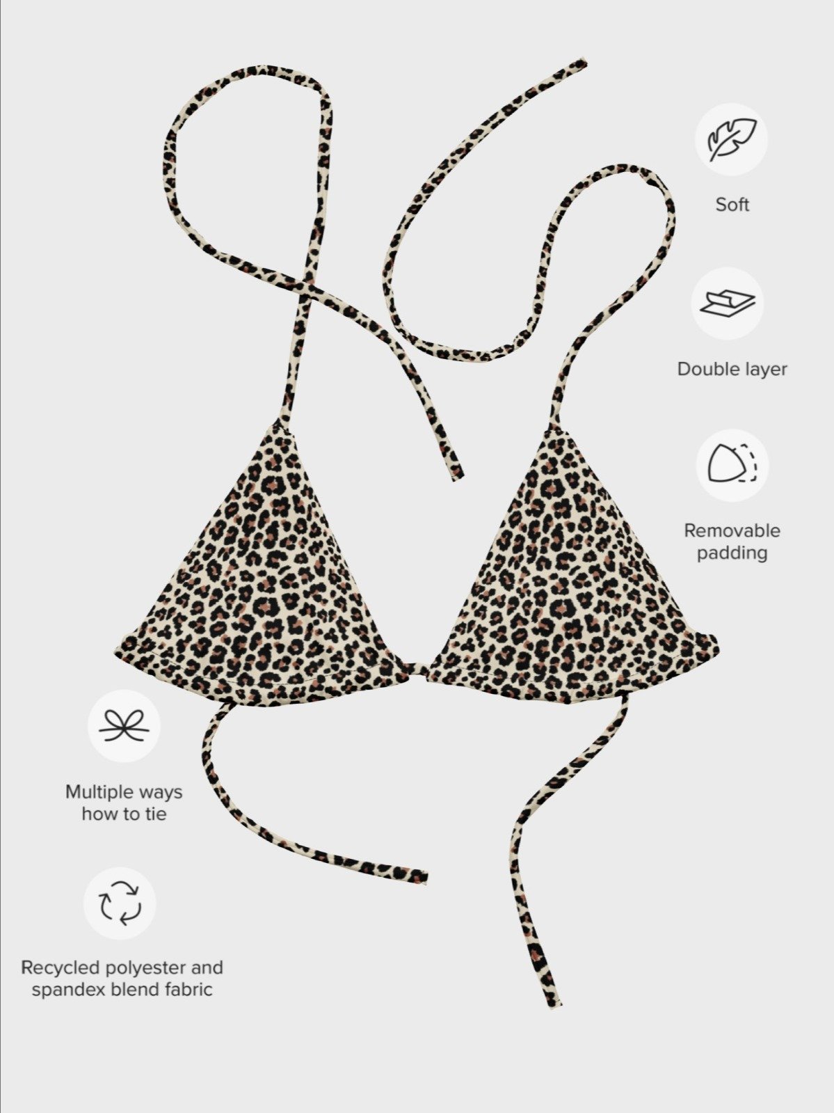 Triangle Bikini Top "Abstract Animal Leopard Skin Fur Pattern" product image (3)