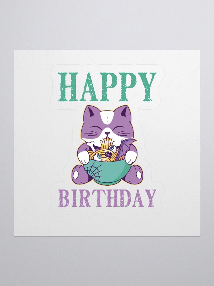 Happy Birthday (Spooky Cat Eating Noodles) Sticker product image (1)
