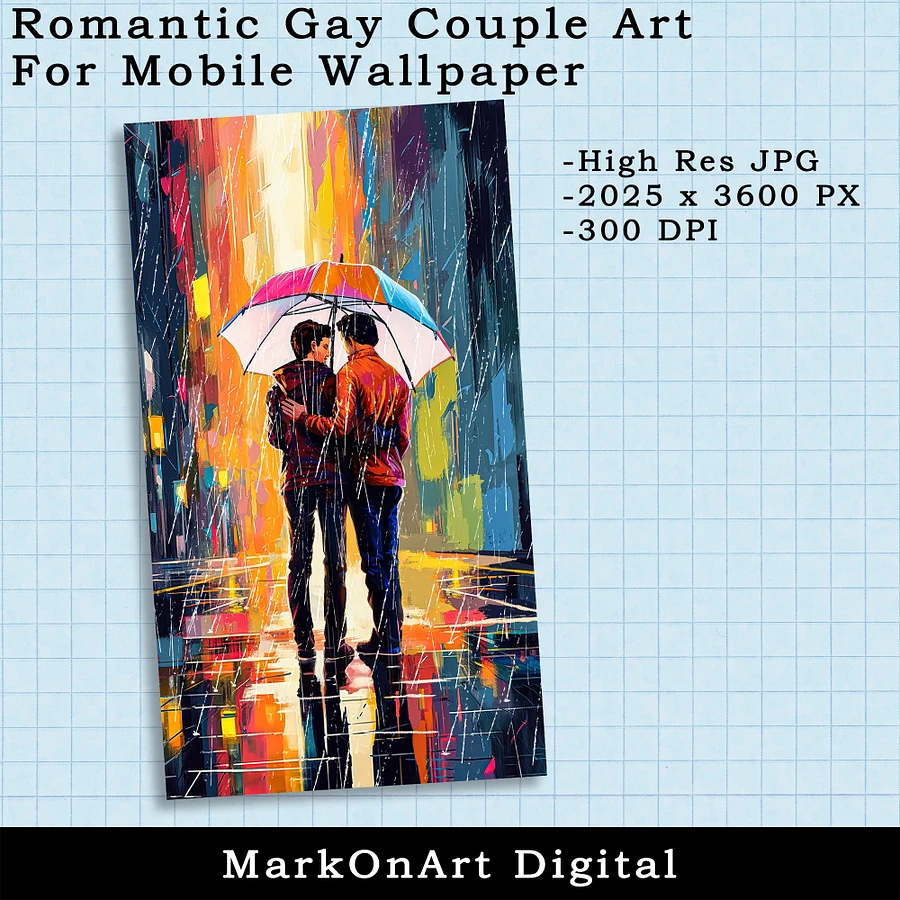Romantic Gay Couple Art For Mobile Phone Wallpaper or Lock Screen | High Res for iPhone or Android Cellphones product image (2)