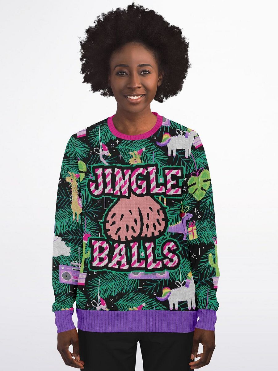 "Jingle Balls" Christmas Sweatshirt | Funny Adult Holiday Sweater | Unicorn Party Outfit | Festive Winter Outfit product image (7)