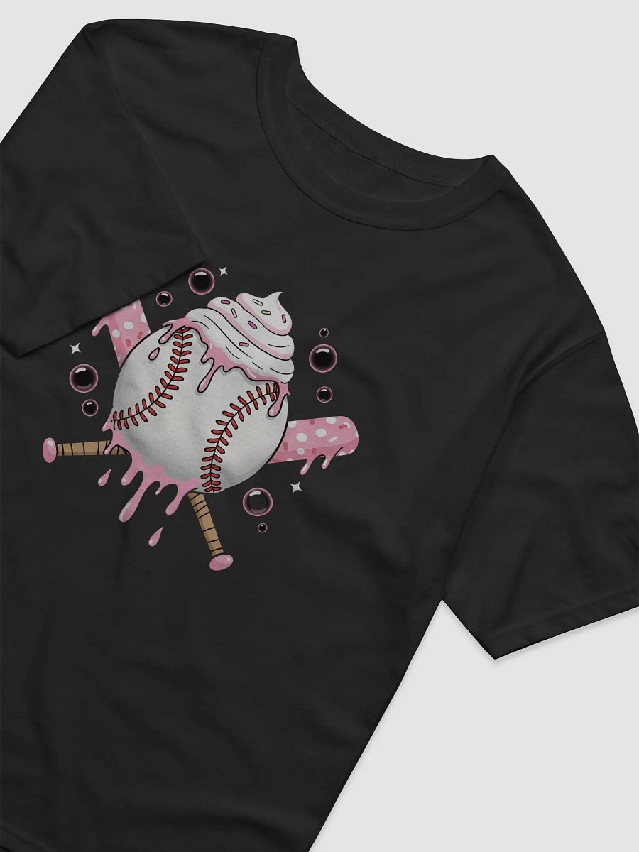 Sweet Softball Vibes T-Shirt – Cute Dripping Ice Cream Baseball & Pink Polka Dot Bats product image (8)