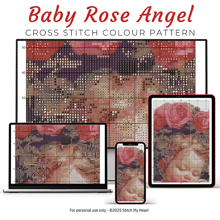 Baby Rose Angel Cross Stitch Pattern product image (2)