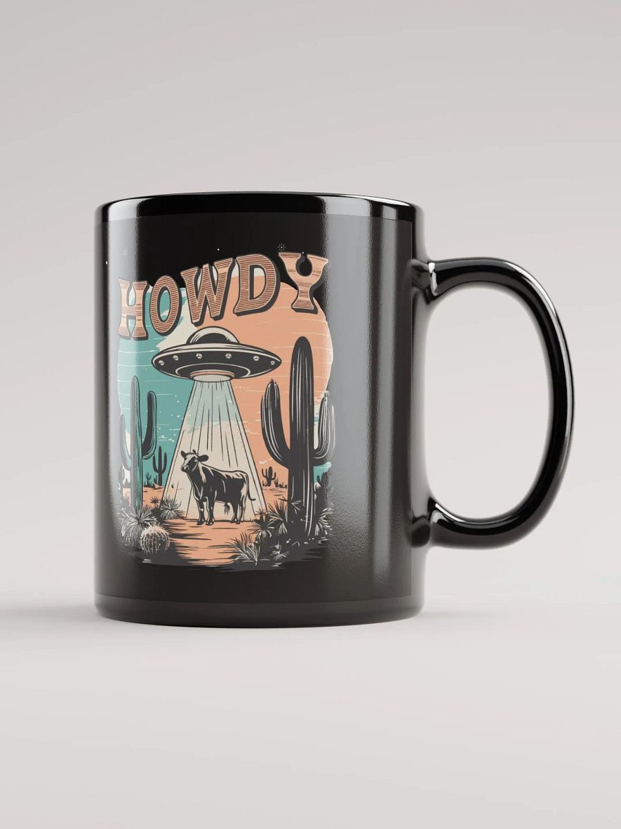 "Howdy-UFO" black glossy mug product image (4)