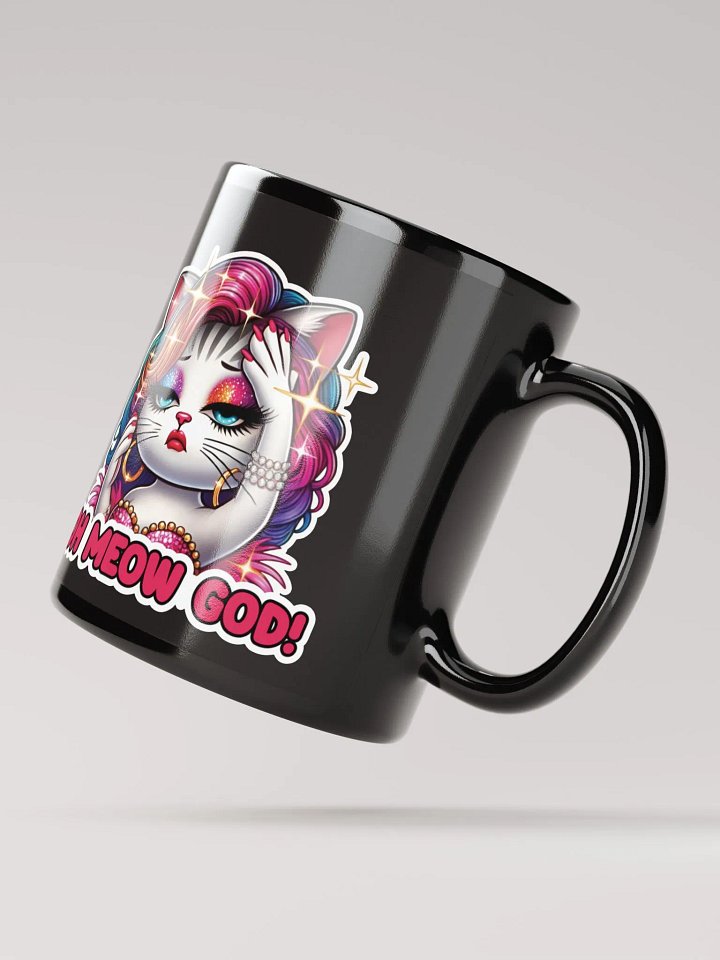 Oh Meow God! Black Glossy Mug product image (4)