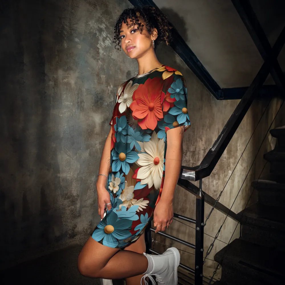 3D-Ditsy-Flowers-Seamless-Patterns T-shirt Dress - V2 product image (2)