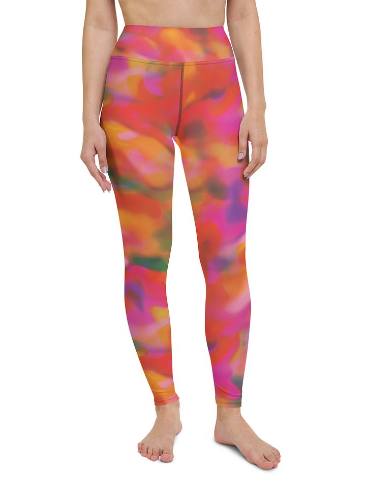 High-Waisted Patterned Leggings "Trendy Vibrant Pink Orange Tie-Dye" product image (2)