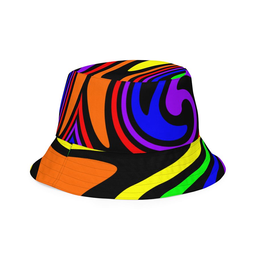 Rainbow Reversible Bucket Hat, Queer Pride Stripes and Psychedelic Spirals Accessory product image (5)