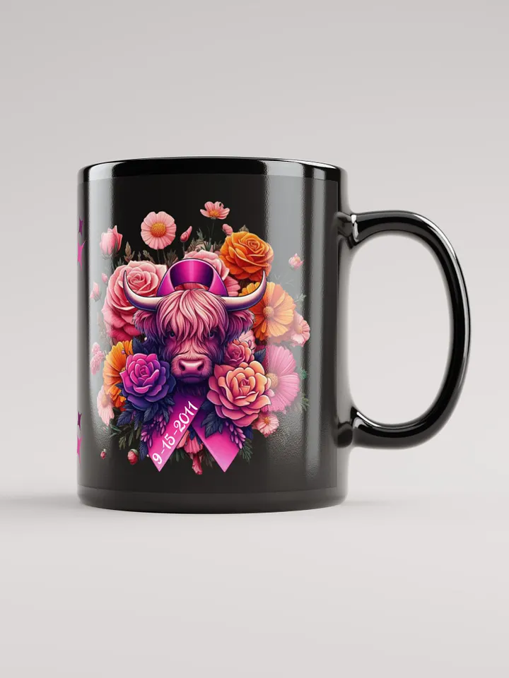 Highland Cow Blooms Breast Cancer Awareness Mug product image (1)