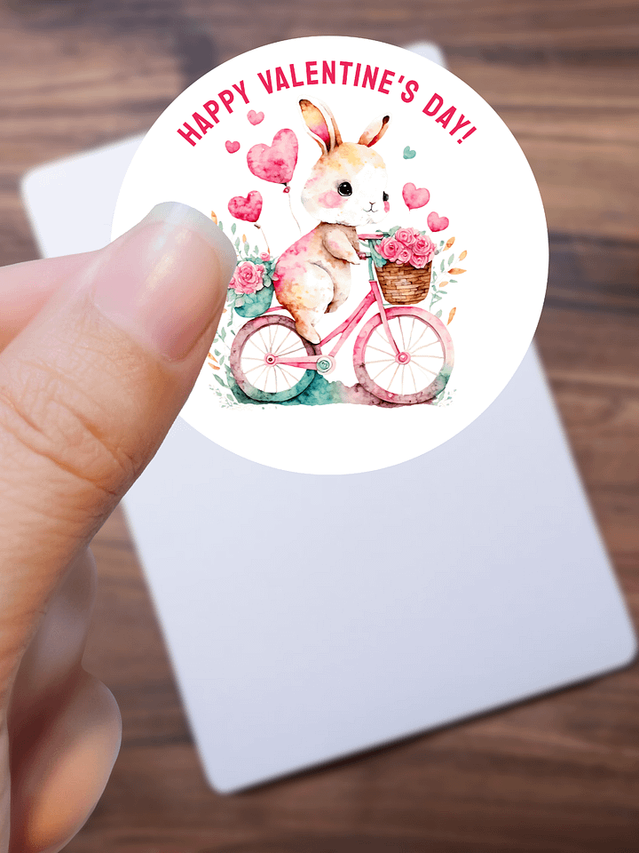Happy Valentine's Day Greetings Bunny Riding Bike product image (1)