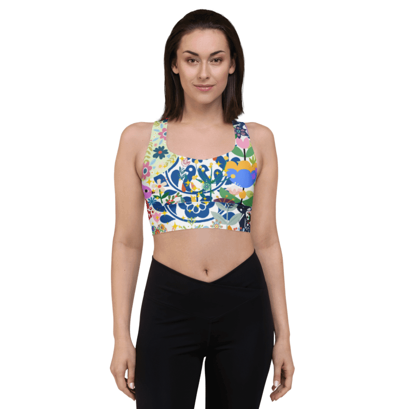 Whimsical Garden Mosaic All-Over Print Sports Bra - UPF50+ protection product image (6)