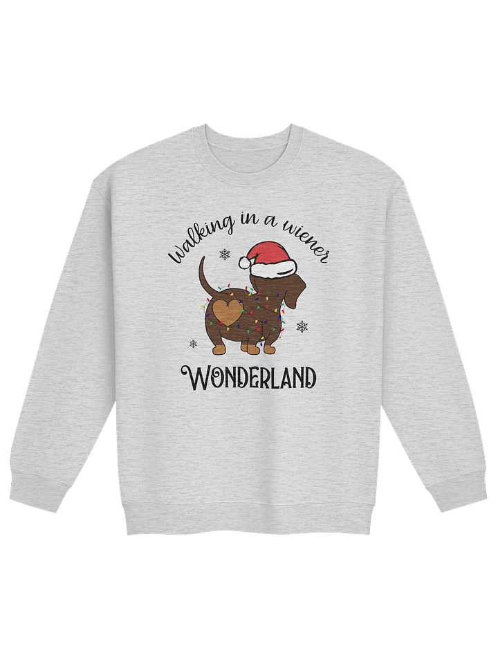 Walking In A Weiner Wonderland Sweatshirt – Cute Santa Hat Wiener Dog product image (1)